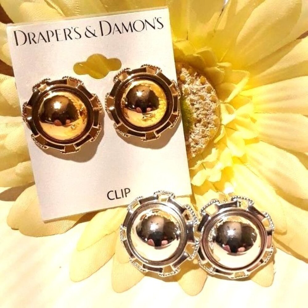 Vintage Draper & Damons 2 Pr Status Chain Clip-On Earrings